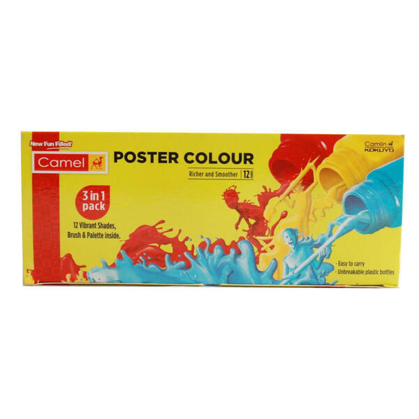 Camel Poster Colour 3 In 1 Pack 12 Vibrant Shades