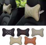 Car Seat Neck Pillow Headrest Pillow Pu Leather Neck Rest Cushion