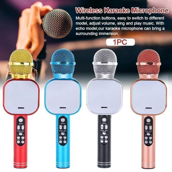 Colorful Light Q009 Wireless Mic Microphone Karaoke Mirror Player Speaker Microphone with Voice Changer