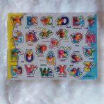 Colorful Wooden Capital Letter Alphabet Blocks and Puzzle With Picture for Kids