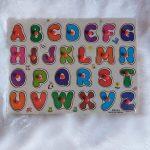 Colorful Wooden Capital Letter Alphabet Simple Blocks and Puzzle for Kids