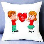 Couple Love Design Cartoon Printed Valentine Special Gift Cushion For Couple Boyfriend Girlfriend Husband Wife Partner Gift For Couple