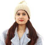 Creamy Woolen Beanies For Women