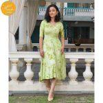 Creative Touch Green Viscose Tie-Dye Dress For Women WDR5408