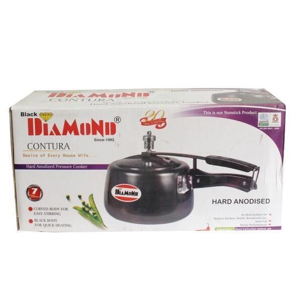 Diamond Black High Anodized Pressure Cooker With Free Rubber And Scrubber – 3