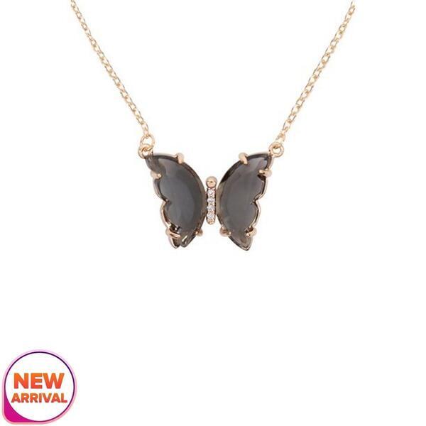 European American Trend Gold Butterfly Set Diamond Necklace Contracted Frosted Butterfly Pendant Necklaces For Women