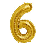 Gold 6 Number Foil Balloon For Happy Birthday