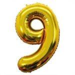 Gold 9 Number Foil Balloon For Happy Birthday