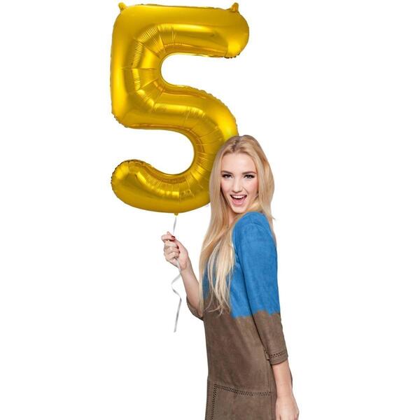 Gold Foil Balloon Number 5 For Party