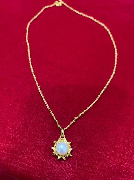 Gold Plated Small Chain With White Pearl Pendent