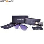 JACK Polarized Plus 400 UVA & UVB Protection Level Oversized Shaded Black Lens Black Metal Frame Oval Shape Aviator Design with Adjustable Nose Pads Sunglasses Shades For Men