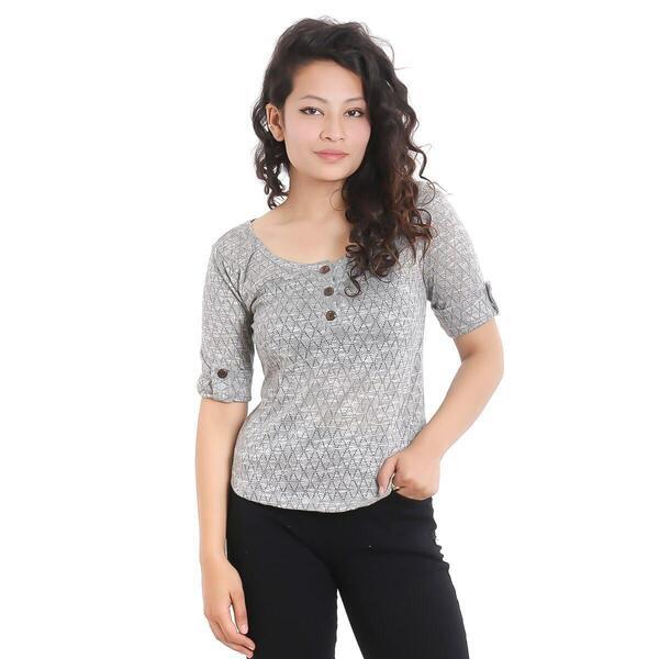 Woolen Front Button Design Tops For Women