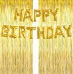 Happy Birthday Backdrop set ( Foil balloons + 2 fringe Curtain )