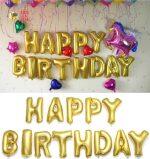 Happy Birthday Banner, Birthday Balloons, Birthday Decorations, Balloon For Birthday, Foil Happy Birthday Balloons , Balloon Decorations (Matte Gold,)