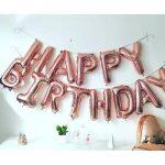 Happy Birthday Rose Gold Foil Letter Balloon Banner Party Decorations