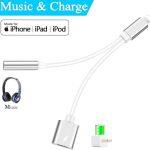 Headphone Splitter Lightning to 3.5mm Jack Adapter 2 in 1 Charger Accessories Cables & Audio Connector Earphone Splitter Adaptor Compatible for All Iphone