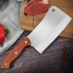 Heavy Duty Stainless Steel Meat Cleaver Butcher Knife With Wooden Handle For Kitchen