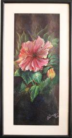 Hibiscus Flower Frame / Acrylic Painting / Black Border Frame
