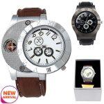 Huayue USB Charging Lighter Watches Casual Quartz Wristwatch Men Flameless Lighter
