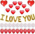 I Love You Balloons – Valentine Balloons Kit,- Valentines Day Balloons – Heart Print Latex Balloons – Valentines Day Decorations – Heart Foil Balloon Red And White Valentines Balloons