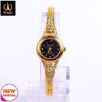 Image Color Fancy Ladies Watches- Stoned Chain (Golden &Black )