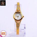 Image Color Fancy Ladies Watches- Stoned Strap ( Golden & White )