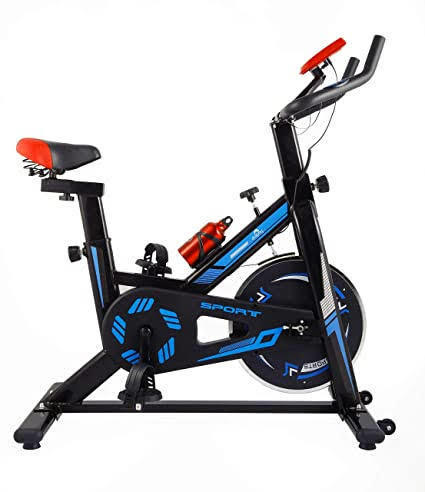 Indoor Cycling Bike, Adjustable Fitness Exercise Bike with LCD Display, Comfortable Seat Cushion, 5-Position Adjustable Saddle, Stationary Spin Bike for Home and Gym Use