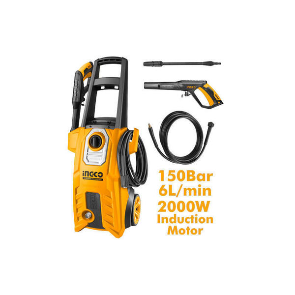 INGCO High Pressure Washer 2000W 150Bar HPWR20008 With Soap Bottle Heavy Duty Use