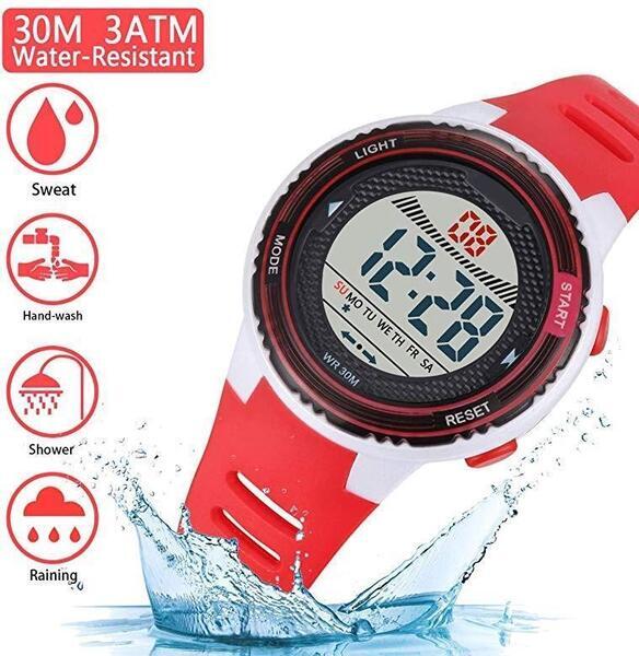Kids Digital Waterproof Back-Light Alarm Stopwatch Multi-Functional Backlight Watch For Children