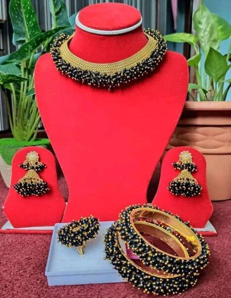Latest Design Necklace Set With Matching 2pic Bangles and Adjustable Finger Ring
