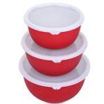 Microwave Safe Stainless Steel Plastic Coated Bowls With Lid
