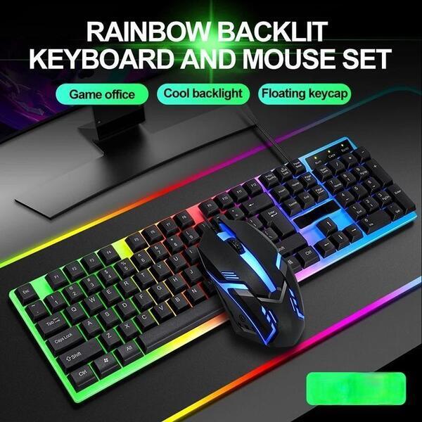 MILANG T6 Multimedia Key Support Waterproof & Rainbow Back-lit Gaming Mechanical Keyboard And Gaming Mouse