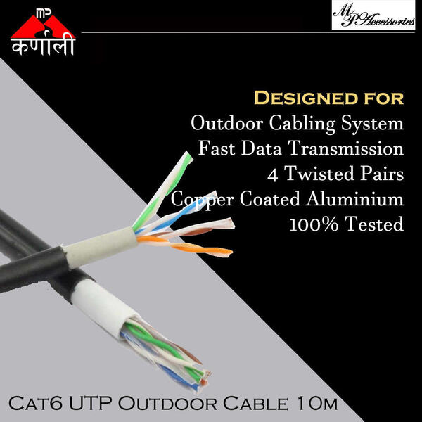 MP Cat6 UTP Outdoor Cable CCA - Black 10m (Without Jack)