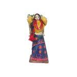 Multicolor Corn Husk Girl Carring Doko Showpiece – Small [NEPALI HANDMADE DOLLS]