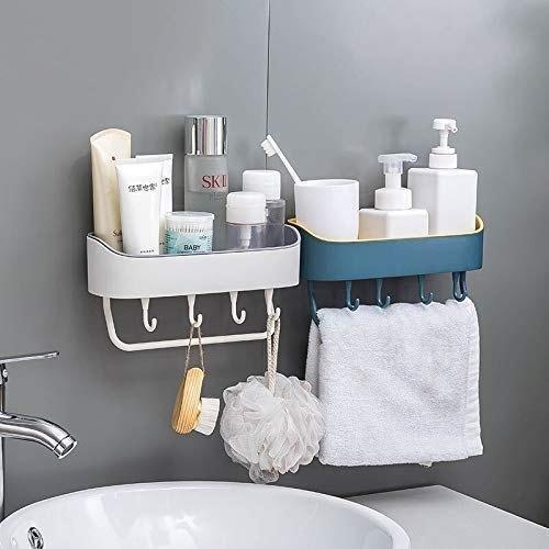 Multipurpose Plastic Kitchen Bathroom Shelf Wall Holder Storage Rack With 4 Hook Standard Size