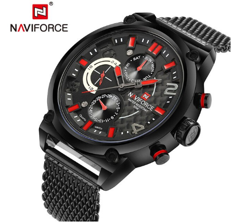 Naviforce Black Analog Watch For Men 9068S B/R/B