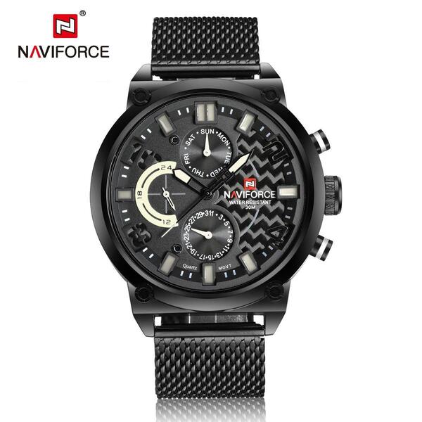 Naviforce Black Analog Watch For Men 9068S