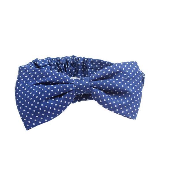 Navy Polka Dot Big Bow Design Elastic Headband