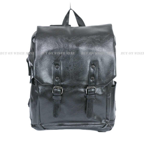 New Pu Leather Black laptop Backpack
