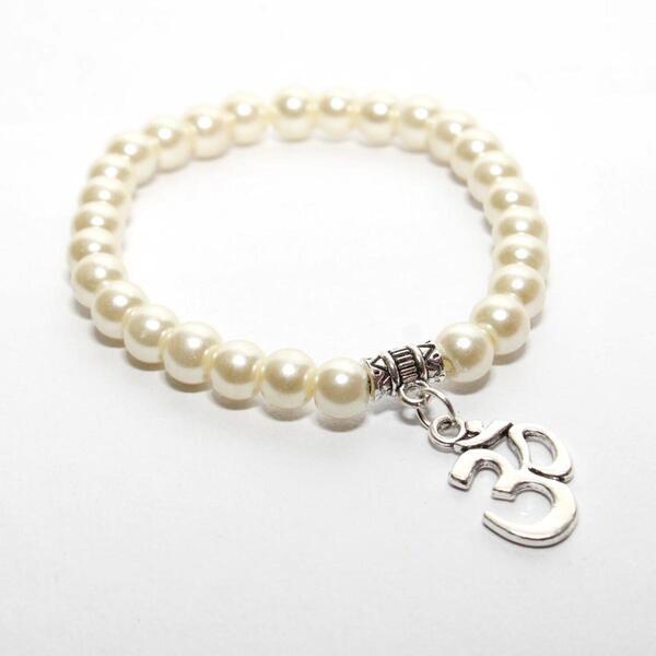 Om Design Silver Color Bracelet For Women