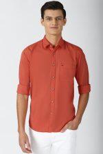 Peter England Orange Full Sleeves Casual Shirt For Men PCSFSSLPY66070