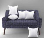 Polyester Fibre Stripes Cushion (White)