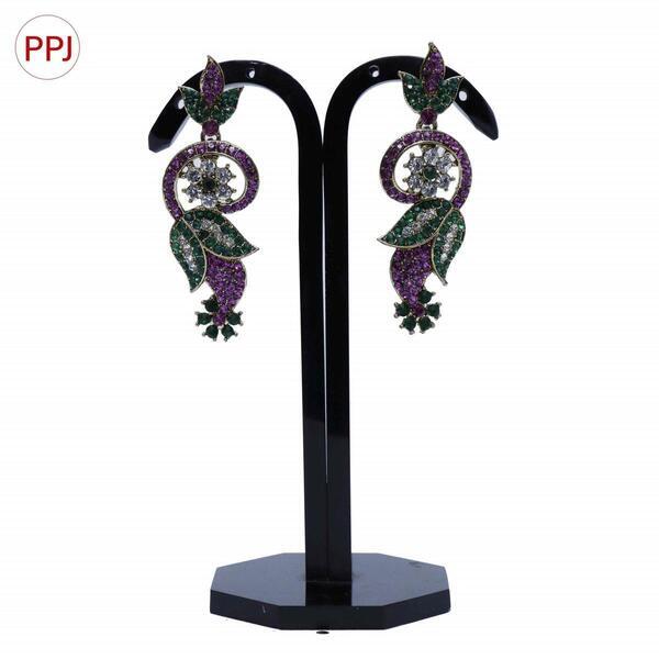Ppj Collection Adry Rhodium Base Silver Colour Classic Light Blue And White Earring For Women - 1 Pair