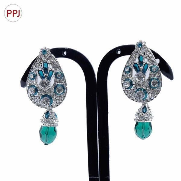 Ppj Collection Nazima Gold Plated Peacock With Leaf Design Pink And White Earring For Women - 1 Pair