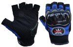 Pro-Biker Motorcycle Riding Blue Gloves Half Finger Size XL