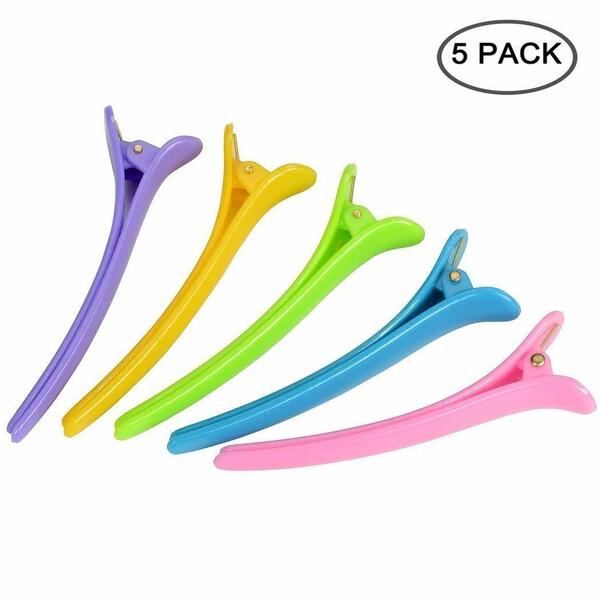 Professional Plastic Duck Bill Hair Clips Non Slip Band Clips Multicolor Duck Teeth Bows Hairdressing Salon Hair Grip Crocodile Styling Claw Hair Barrettes (5 Pack)