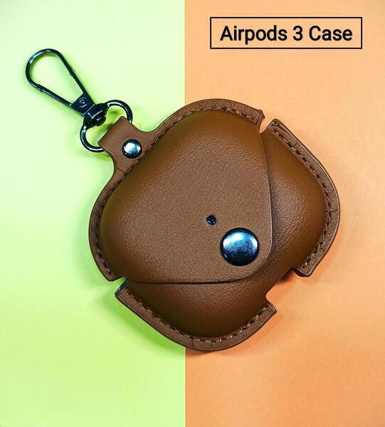 Protective Leather case for Apple AirPods 3 third generation ( Brown )