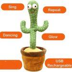 Rechargable Dancing Cactus Toy Cactus Plush Toys Interesting Children's Toys Children's Early Education Toy Dancing Cactus Plush Toys With Light Funny Singing Electronic Recording Function