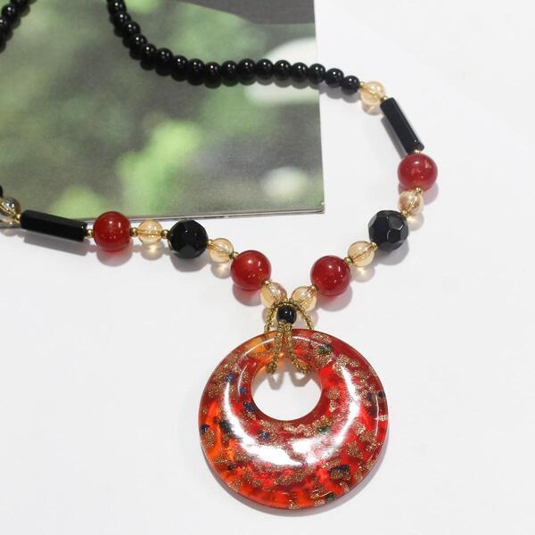 Circle Design Beaded Necklace
