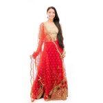 Golden Embroidered Lehenga Set For Women